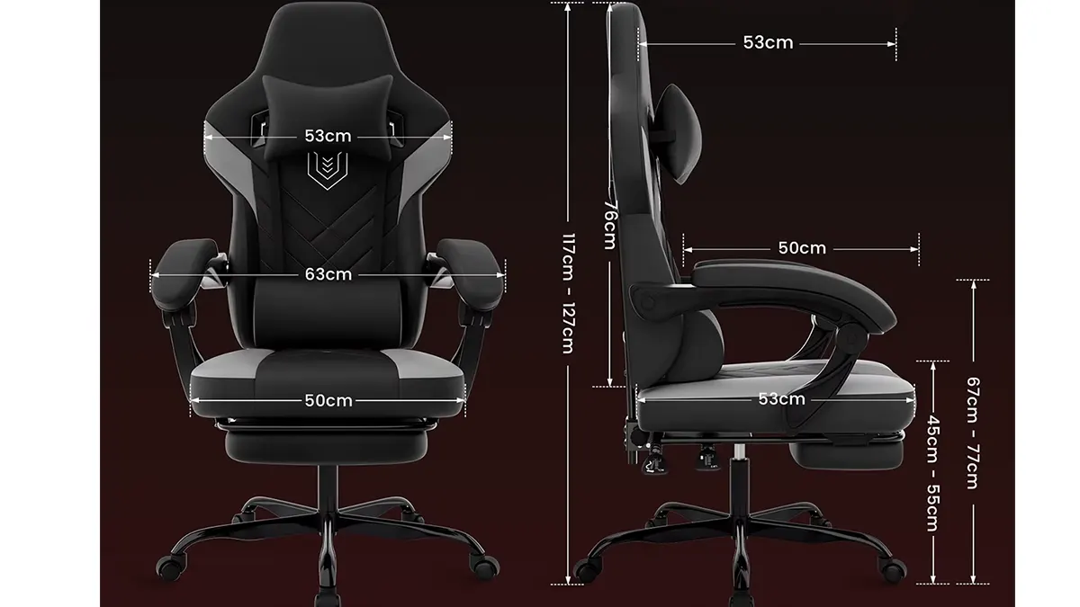 Silla gaming con respaldo reclinable y reposapiés