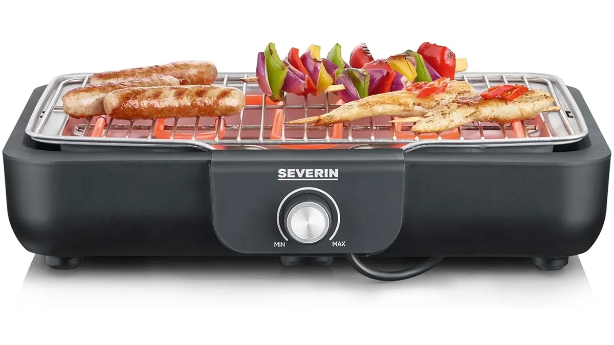 Barbacoa eléctrica Severin 2300W antihumos con bandeja para agua