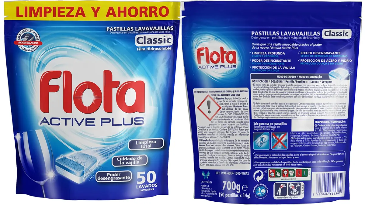 50 pastillas - detergente para lavavajillas Flota Active Plus Classic