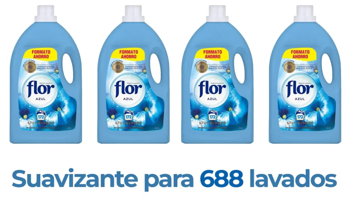 688 dosis Flor Azul - Suavizante para unos cuantos años a unos 3 céntimos por lavado