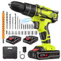 Taladro percutor atornillador inalámbrico 21V  +2 baterías y accesorios.