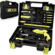 Maletín de herramientas con atornillador eléctrico, martillo, destornilladores, alicates, metro etc.