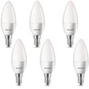 6 bombillas LED E14 rosca fina - Philips 5.5W 470lm - Blanco Cálido