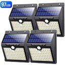 Pack 4 lámparas led 1000lm con carga solar y sensor de movimiento