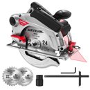 Sierra circular con 2 discos de corte de 185mm - guía láser - 4700rpm