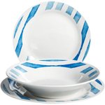 Vajilla de porcelana de 18 piezas - 6 platos llanos, 6 hondos y 6 de postre