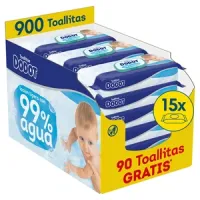 900 Toallitas Dodot 99% Agua - 15 Paquetes de 60 Unidades