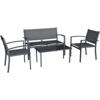 Conjunto de jardín 4 plazas con mesa - metal