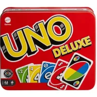 UNO Deluxe: Juego de 108 cartas en caja metálica