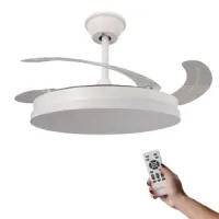 Lámpara ventilador aspas plegables, mando, tono ajustable