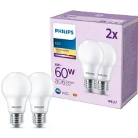 Pack 2 Bombillas LED Philips equivalentes 60W -  Rosca Típica E27