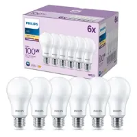 6 Bombillas Philips LED 1521lm 13W (equivale a 100W)  E27 2700K