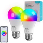2 Bombillas LED WiFi RGB - 9W - control por APP / Alexa / Google Home