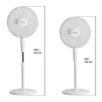 Ventilador de pie con base circular y altura ajustable