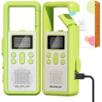2 Walkie Talkies recargables con FM y antena en mosquetón
