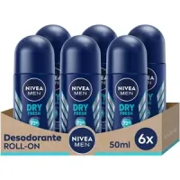 Pack 6 desodorantes roll-on Nivea Hombre antitranspirantes 72h