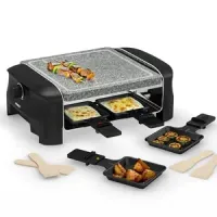 Raclette con grill de piedra, 4 sartenes y termostato regulable