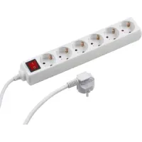 Regleta con 6 tomas schuko, interruptor iluminado y 1.4m de cable