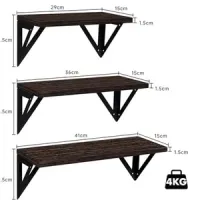 3 baldas con soportes metálicos y tornillos incluidos