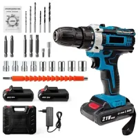 Taladro percutor atornillador inalámbrico 21V  +2 baterías y accesorios.