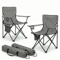 2 Sillas de cámping plegables con portabebidas