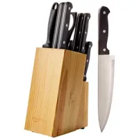 Juego de 11 cuchillos AmazonBasics + soporte + tijeras y afilador