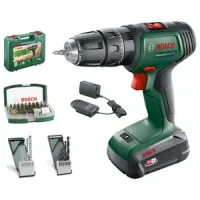 Taladro percutor inalámbrico Bosch + 31 puntas + 10 brocas