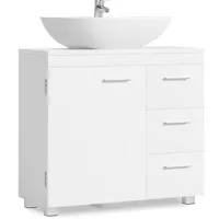 Mueble de 70cm de ancho para debajo del lavabo con estantería y cajones