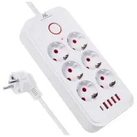 Regleta 6 tomas + 4 puertos USB-A + 1x USB-C