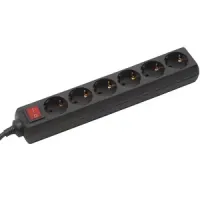 Regleta con 6 tomas schuko, interruptor iluminado y 1.4m de cable