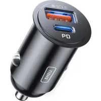 Cargador para toma mechero coche con carga rápida USB-A 30W + USB-C 30W