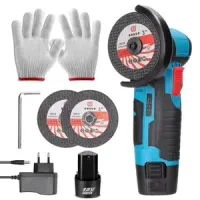 Mini amoladora inalámbrica + batería 12V, guantes y discos de 3"