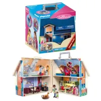 Casa de muñecas maletín Playmobil - 4 habitaciones - 3 figuras y perro