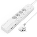 Regleta con 4 enchufes con interruptores + 5 puertos USB 2.4A