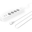 Regleta con protección de sobretensión - 4 enchufes + 4 puertos USB