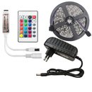 Tira de leds de 5 metros con 270 SMDs RGB 2835 + mando a distancia y fuente 12V