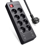 Regleta 8 tomas enchufes schuko + 4 puertos USB