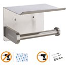 Portarrollos de acero con soporte para móvil - sin tornillos