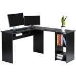 Escritorio en L con 2 zonas de trabajo 120x40cm + 100cm x 40 + baldas