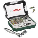 Set de 19 puntas, 4 vasos, portapuntas y destornillador de trinquete