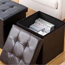 Puff cuadrado con tapa y almacenamiento - aguanta hasta 120kg