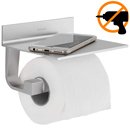 Portarrollos metálico para papel higienico sin tornillos y con soporte para móvil