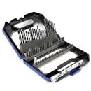 Set con 23 brocas, 39 puntas, avellanadora, vasos e imán telescópico