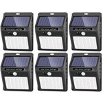 Pack 6 lámparas led con 42 leds, carga solar y sensor de movimiento