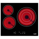 Cocina vitrocerámica radiante de 3 fogones - control táctil - 5700W