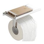 Portarrollos de aluminio para papel higiénico con tornillos y soporte para móvil Portarrollos de aluminio para papel higiénico con tornillos y soporte para móvil