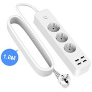 Regleta con 3 tomas schuko y 4 puertos USB