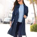 Parka larga para mujer con cuello solapa