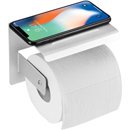 Portarrollos de aluminio para papel higienico sin tornillos y con soporte para móvil