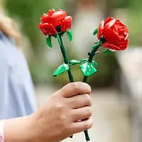 2 rosas de Lego - tallo ajustable - pétalos y hojas movibles